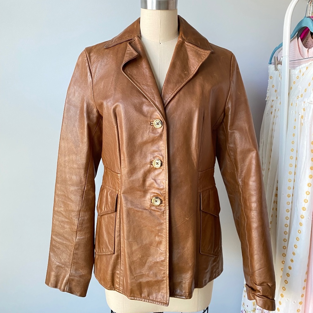 Banana Republic Cognac Brown Leather Jacket